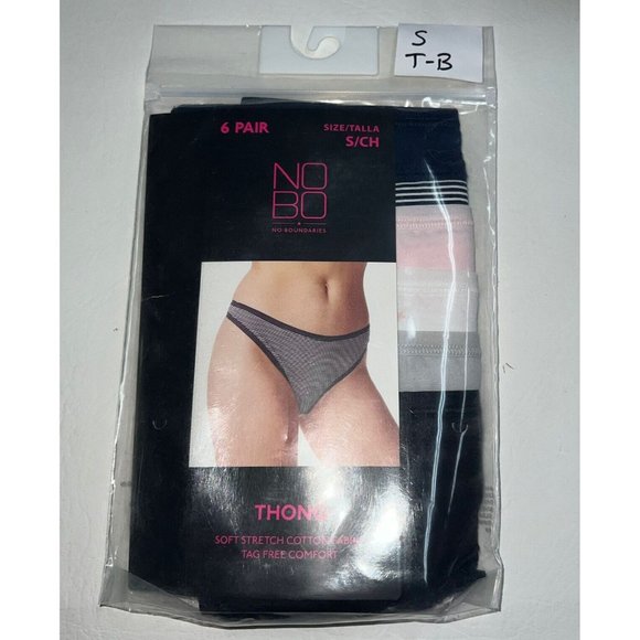 NOBO Other - NOBO No Boundaries Thong Panties Underwear Womens Junior Size S 6 Pair Pack B